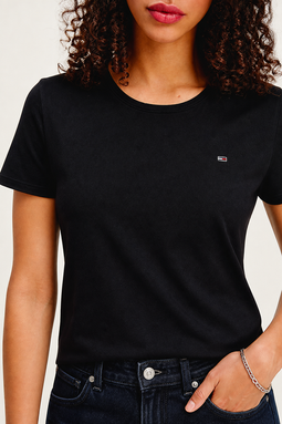 Tommy Hilfiger Women Slim Fit Logo Tee Black