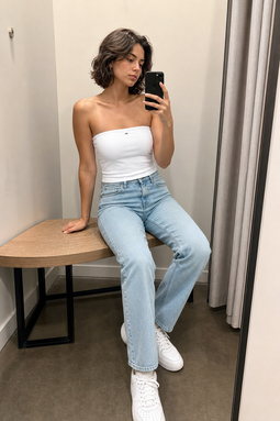 Tommy Hilfiger Women Slim Tube Top White