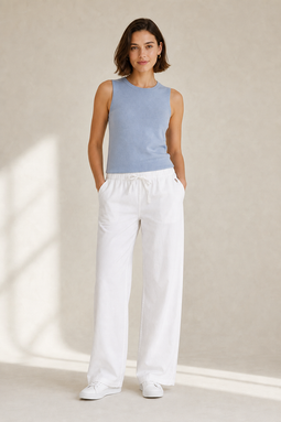 U.S. POLO ASSN. Women Linen Pants IBI White
