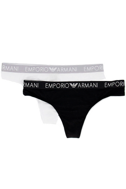 Armani Women 2-Pack Thong Iconic Cotton Black/White