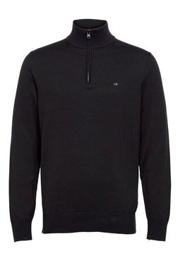 Calvin Klein 1/4 Zip Organic Silk Jumper Black