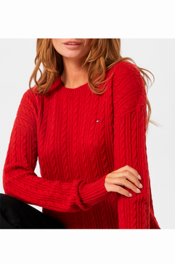 Tommy Hilfiger Women Cable Knit Pullover Red