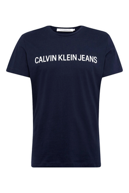 Calvin Klein Institutional Logo Slim Tee Navy - Luxivo 