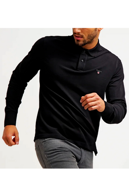 GANT Piqué L/S Polo Regular Black