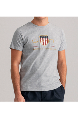 GANT Gold Shield S/S Logo Tee Grey