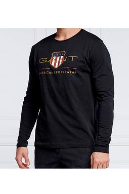 GANT Gold Shield L/S Logo Tee Black