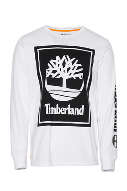 Timberland Stack Logo L/S Tee White - Luxivo 