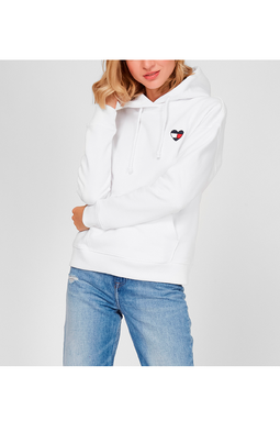 Tommy Hilfiger Women Heart Flag Hoodie White