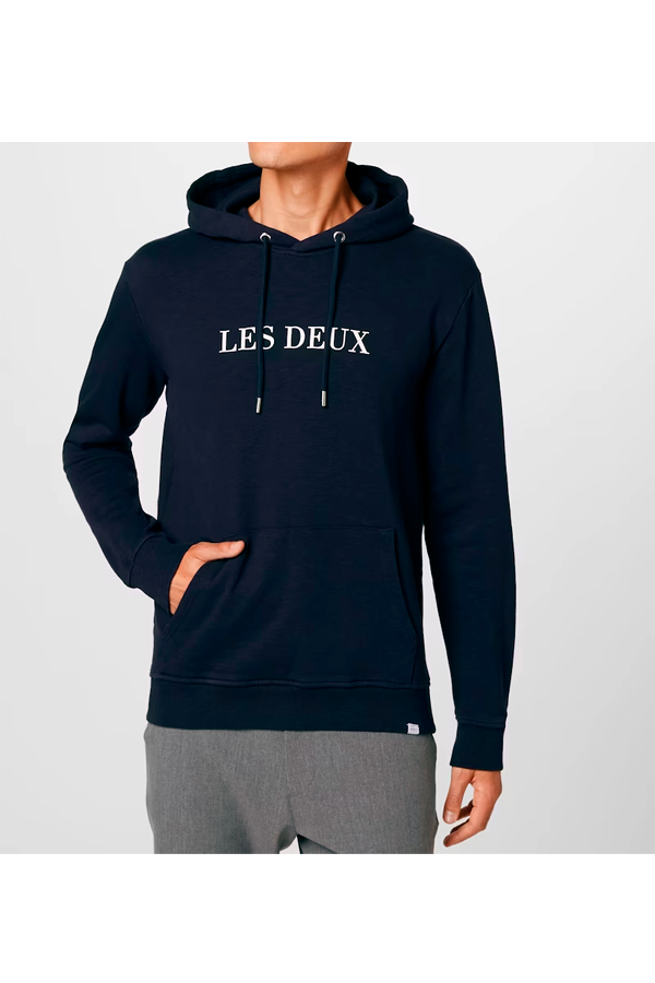 Les Deux Print Hoodie Navy Luxivo
