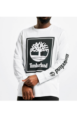 Timberland Stack Logo L/S Tee White