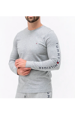 Tommy Hilfiger L/S Logo Sleeve Tee Grey