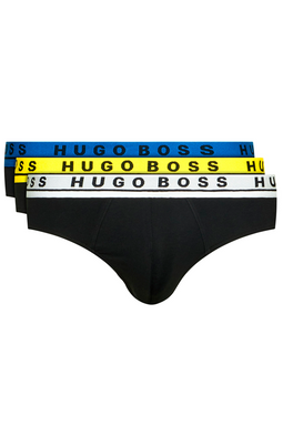 Hugo Boss Briefs 3-Pack Black W. Color Waistband - Luxivo 