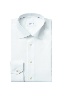 ETON Slim Fit Plain Poplin Shirt White - Luxivo 
