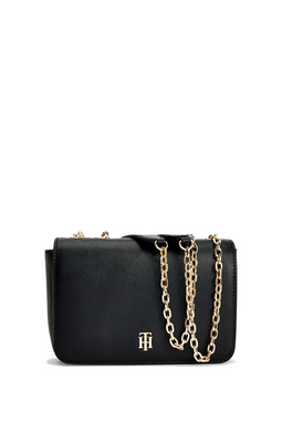 Tommy Hilfiger Women Monogram Strap Shoulder Bag Black