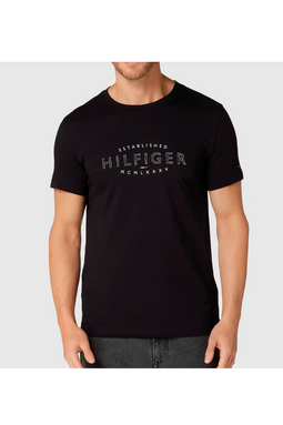 Tommy Hilfiger Curved Logo Tee Black