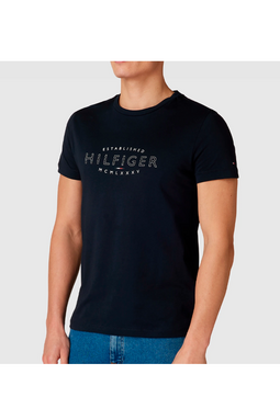 Tommy Hilfiger Curved Logo Tee Navy