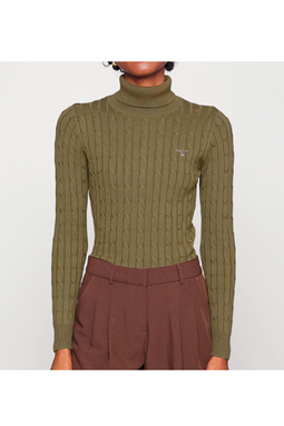 GANT Women High Neck Cable Knit Green